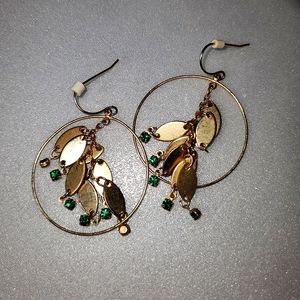 Green & Gold Dangling Earrings